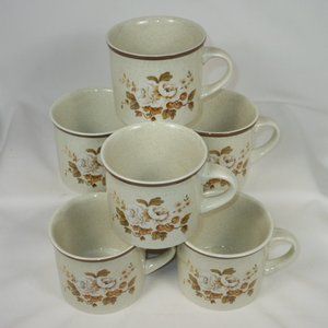 6 flat tea cups. Royal Doulton UK Lambethware Ravel LS1037